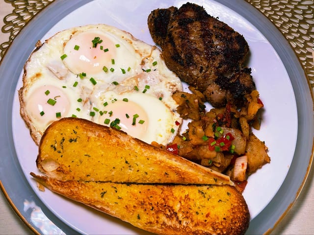 Ribeye Steak & 3 Eggs.