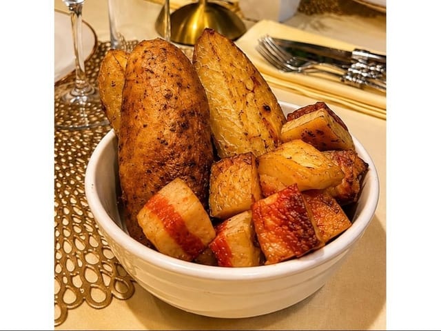 Organic Lyonnaise Potato with Bacon.