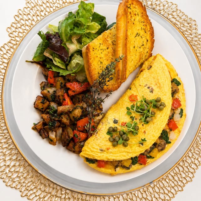 Organic Grilled Veggie Omelet.